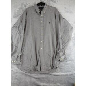 Ralph Lauren Shirt Mens 17.5 XL Black White Gingham Button Down Yarmouth Cotton